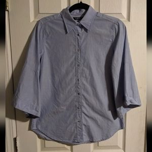 Lauren Ralph Lauren Button Down Blouse Women's XS 3/4 Bell Sleeve Cotton